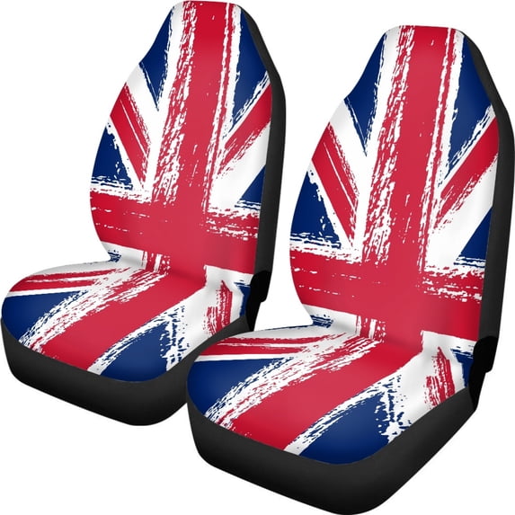 Xoenoiee Retro Union Jack Flag Pattern Car Seat Covers 2 Piece Front Seats Protector Automotive Seat Cushion Cover Universal Fit SUV Sedan Vans Trucks
