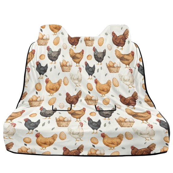 Xoenoiee Rooster Chicken Egg Print Car Seat Cover for Back Seat, Waterproof Bench Seat Cover, Universal Rear Bench Towel Seat Covers Nonslip Pet Backseat Protector for Cars Trucks SUVs