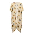 thumbnail image 1 of Xoenoiee Rooster Chicken Sunflower Print Women Bathing Suit Coverup Casual Loose Swimsuit Coverups Open Front Kimono Cardigan Cover Up Half Sleeve Summer Beach Cover up, 1 of 7