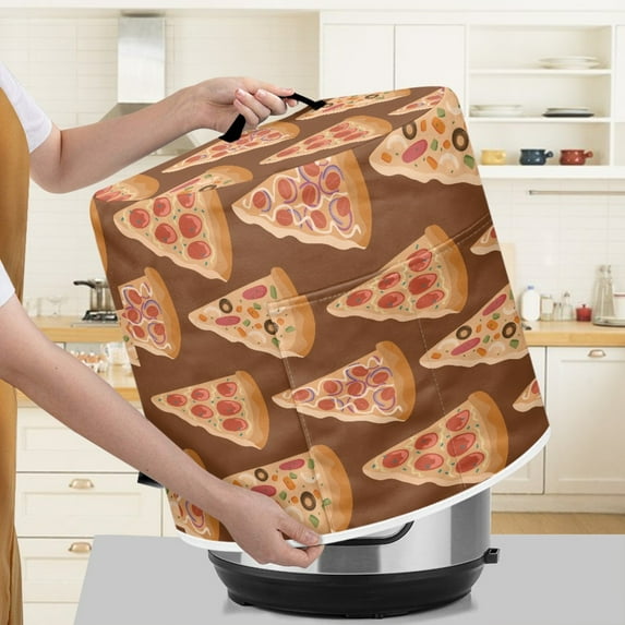 Xoenoiee Round Electric Pressure Cooker Cover Pizza Food Print Kitchen Appliance Cover with Top Handle Dust Cover for Slow Cooker Air Fryer Rice Cooker, 6 qt