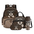 thumbnail image 1 of Xoenoiee Schnauzer Paw Print 4 Pack Kids Backpack with Lunch Box Pencil Case Water Bottle Sleeve for Girls 17 Inch Kindergarten BookBag School Bag Preschool Kindergarten Toddler Backpack, 1 of 7