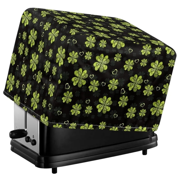 Xoenoiee Shamrock Heart Print 2 Slice Toaster Cover St. Patrick's Day Decor Washable Small Appliance Cover with Drawstring Closure, Dustproof Toaster Oven Cover Fingerprint Protectors, S