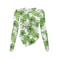 thumbnail image 1 of Xoenoiee Shamrock Paint Splatter Pattern Women's Long Sleeve Shirts St. Patrick's Day Lightweight 2026 Fall Going Out Asymmetrical Crop Tops Slim Fit Ruched Y2K Clothes, Size L, 1 of 7