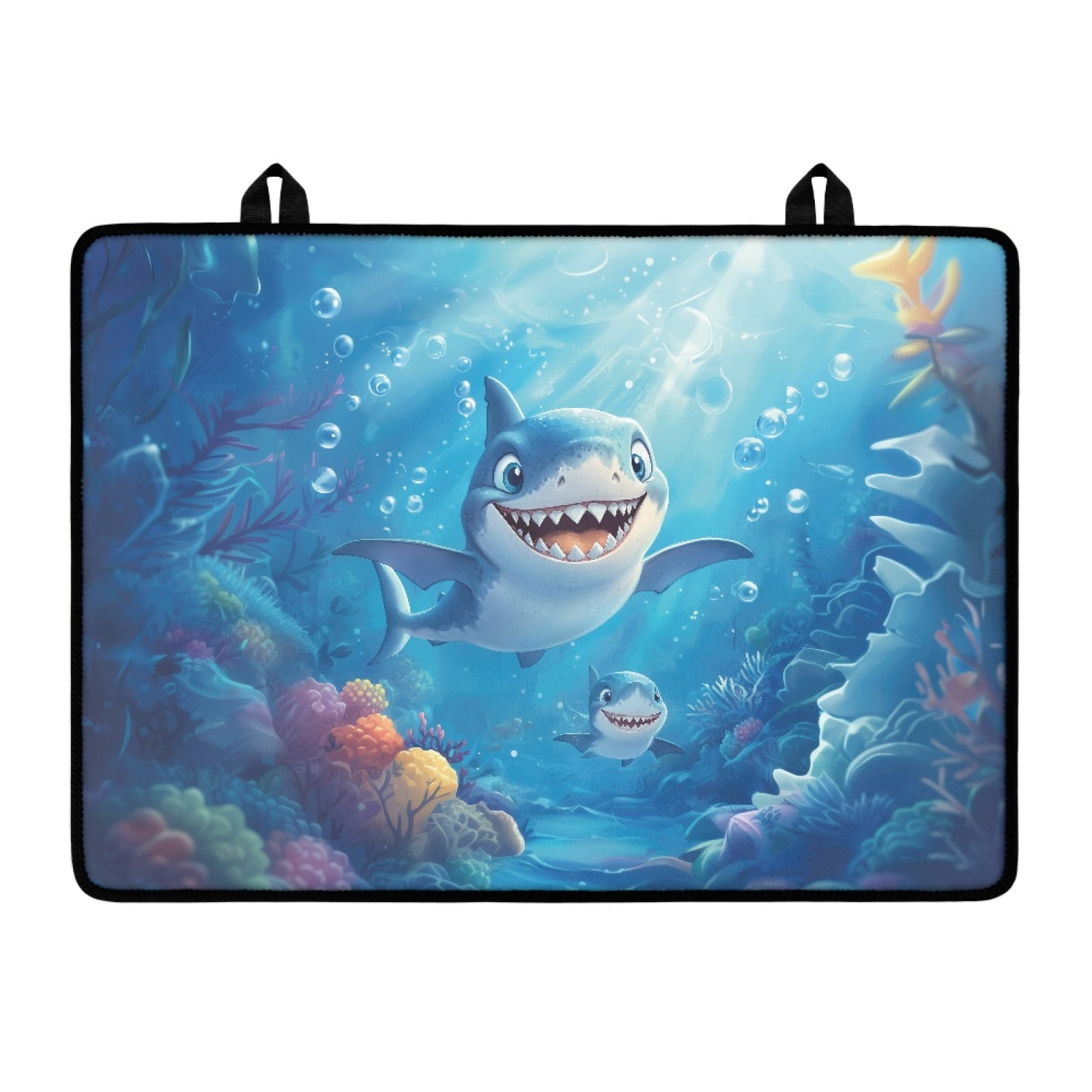 Xoenoiee Shark Water Plants Pattern Stove Top Covers for Electric Stove, Waterproof Silicone Glass Stove Top Protector, Dish Drying Mats for Kitchen, Coffee Mat, Heat Resistant Mat for Countertop