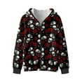thumbnail image 1 of Xoenoiee Skull Rose Heart Print Hoodies for Teen Girls Boys Halloween Zip Up Hooded Sweatshirt with Pocket Youth Kids Casual Trendy Hoodies Fall Spring Tops Sports Shirt, 6-7 Years, 1 of 7
