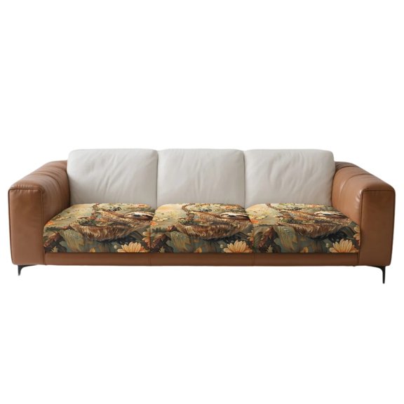 Xoenoiee Sloth Butterfly Flower Pattern Individual Cushion Covers Stretch Couch Covers Soft 3 Piece Sofa Cushion Covers Washable Slipcovers for Sectional Sofa, Set of 3