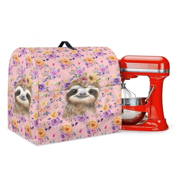 Xoenoiee Sloth Rose Print Mixer Covers Kitchen Stand Mixer Cover with Handle, Lightweight Kitchen Appliance Dust Cover Protection Washable Dustproof Cover for 6-8 Quart Mixer Cover, L