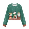 thumbnail image 1 of Xoenoiee Snowman Deer Santa Claus Snowflake Print Girl's Crewneck Long Sleeve Crop Sweatshirt Xmas Pullover Top Fall Outfit Christmas Athletic Clothes, 7-8 Years, 1 of 7
