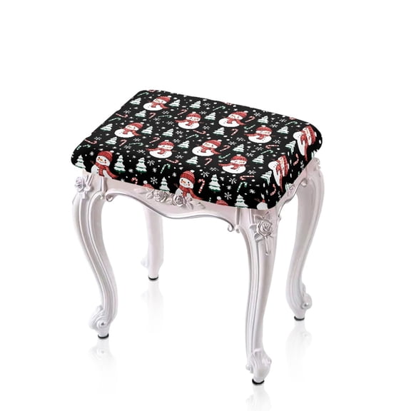 Xoenoiee Snowman Snowflake Tree Candy Print Stool Covers Rectangular Vanity Bench Stool Cover, Rectangle Small Bench Stretch Jacquard Washable Slipcover Christmas Decor, 2 Pack