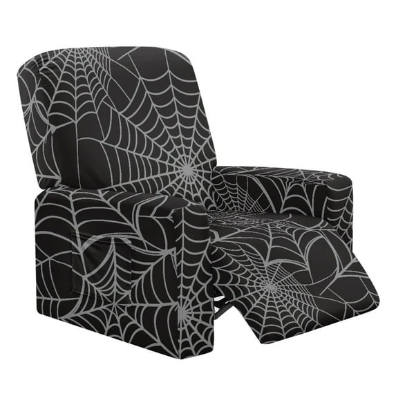 Xoenoiee Spider Web Print Recliner Chair Cover 4 Piece Slipcover Small Recliner Cover Jacquard 1 Seat Couch Covers Washable Chair Furniture Protector