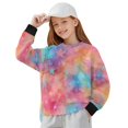 thumbnail image 1 of Xoenoiee Star Tie Dye Print Girls Casual Crewneck Sweatshirts 2025 Spring Fall Clothes Long Sleeve Side Slit Workout Fleece Pullover Tops, Size 11-12 Years, 1 of 7