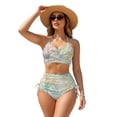 thumbnail image 1 of Xoenoiee Starfish Coral Print Women's Crisscross Front Bikini Sets Two Piece High Waisted Tummy Control Swimsuits Vintage Bathing Suit, XS, 1 of 7