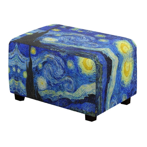 Xoenoiee Starry Night Print Ottoman Cover Stretch Rectangle Ottoman Slipcovers for Foot Stool, Anti-Scratch Folding Storage Furniture for Living Room with Non-Slip Elastic Bottom, L