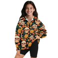 thumbnail image 1 of Xoenoiee Sugar Skull Hydrangea Flower Print Girls Fall Fashion Half Zip Sweatshirts Oversized Long Sleeve Collared Pullover Tops Trendy Y2K Clothes, 13-14 Years, 1 of 7