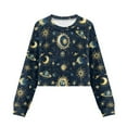 thumbnail image 1 of Xoenoiee Sun Moon Star Universe Print Girls Sweatshirts Long Sleeve Pullover Crewneck Crop Tops Shirts Winter Fall Clothes, 11-12 Years, 1 of 7