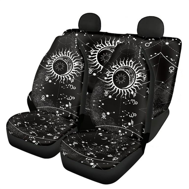 Xoenoiee Sun and Moon Celestial Pattern Car Seat Covers Set for