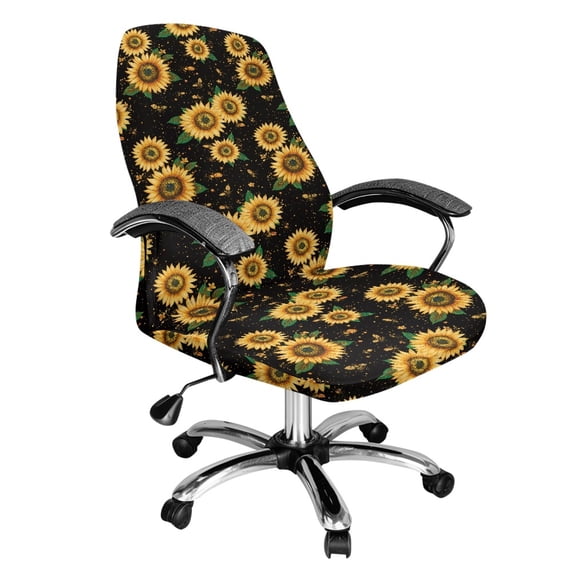 Xoenoiee Sunflower Bee Pattern Office Chair Covers Removable Computer Chair Covers Universal Rotating Chair Desk Chair Cover Chair Seat Washable Protector for Pets, S