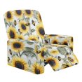 thumbnail image 1 of Xoenoiee Sunflower Bee Pattern Recliner Slipcovers for Living Room, 4 Pieces Stretch Jacquard Recliner Chair Cover Soft Fitted Recliner Protector with Elastic Bottom for Kids, Pets, 1 of 7