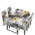 thumbnail image 1 of Xoenoiee Sunflower Butterfly Heart Marble Pattern 5 Pcs Table Cloth with Dining Chair Slipcovers Set Rectangle Tablecloth Stretchable Chair Protector Cover Home Kitchen Dining Room Decoration, 1 of 6