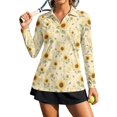 thumbnail image 1 of Xoenoiee Sunflower Daisy Bee Print Women's Golf Polo Shirt Long Sleeve Shirts V-Neck Collared Lightweight Blouses Breathable Athletic Tennis Shirts Moisture Wicking Quick Dry Workout Top, Size XS, 1 of 7