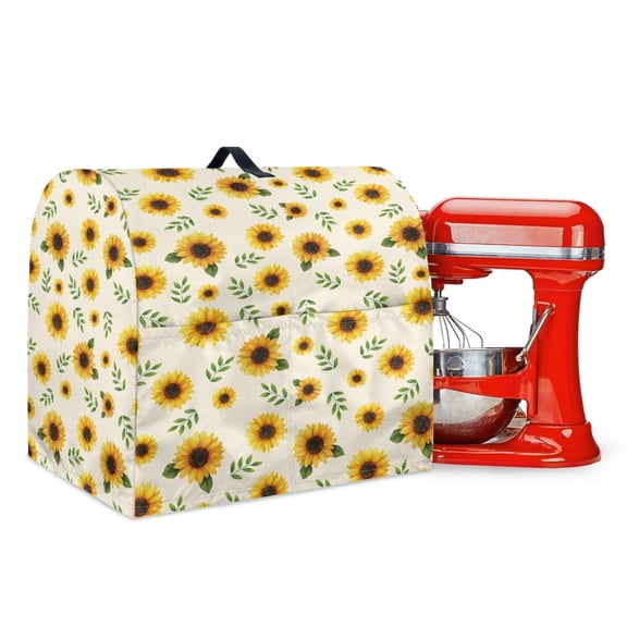 Xoenoiee Sunflower Leaf Print Kitchen Aid Stand Mixer Cover Compatible with 4.5-5 Quarts Mixer Covers with Pockets and Handle Dust Cover Kitchen Appliance Accessories with Drawstring, S