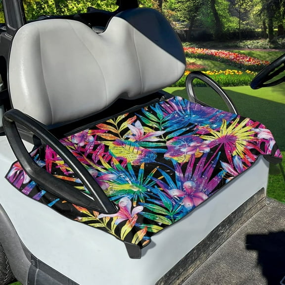 Xoenoiee Tie Dye Colored Floral Leaves Print Golf Cart Accessories Seat Covers for EZGO, Universal Fit Golf Cart Seat Towel Blankets for Club Car, Easy to Install, Super Soft