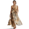 thumbnail image 1 of Xoenoiee Tiger Tree Leaf Print Womens 2026 Summer Maxi Dress Cotton Linen Round Neck Sleeveless Sundresses with 2 Pockets Casual Beach Party Spring Long Dresses Plus Size, XL, 1 of 7