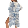 thumbnail image 1 of Xoenoiee Toile De Jouy House Pattern Summer Kimonos for Women Boho Half Sleeve Flowy Cardigans Swimsuit Beach Cover Ups for Women Swimwear Beachwear, 1 of 7