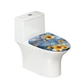 thumbnail image 1 of Xoenoiee Toilet Bowl Lid Cover Decorative Toilet Lid Cover Washable Elastic Edges Toilet Seat Lid Cover Fits Most Toilet Lids for Home Decor Accessories, Sunflower Daisy Butterfly Blue Golden Marble, 1 of 6