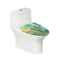 thumbnail image 1 of Xoenoiee Toilet Lid Cover Decorative Elastic Toilet Bowl Lid Cover Washable Elastic Edges Toilet Seat Lid Cover Fits Most Round, Elongated And Oblong Lids for Bathroom Decor, Green Golden Marble, 1 of 6