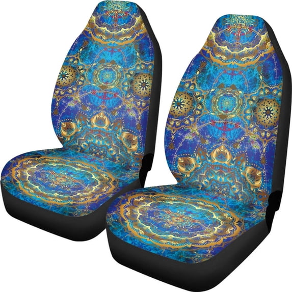 Xoenoiee Trippy Mandala Pattern Car Seat Covers Vehicle Seat Protector Car Seat Covers for Front Seat Only Full Set of 2 Universal Fit for Most Cars Sedan SUV Van