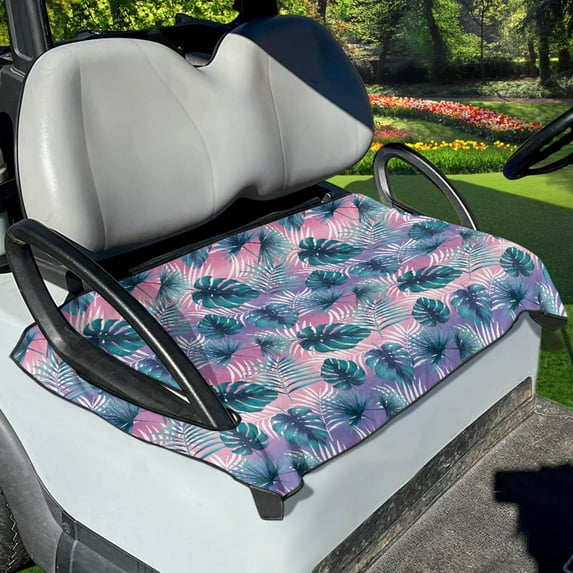 Xoenoiee Tropical Green Leaves Pattern Golf Cart Accessories Universal Fit Golf Cart Seat Towel Protector Machine Washable Anti-Hot Golf Cart Cover for Club Car EZGO
