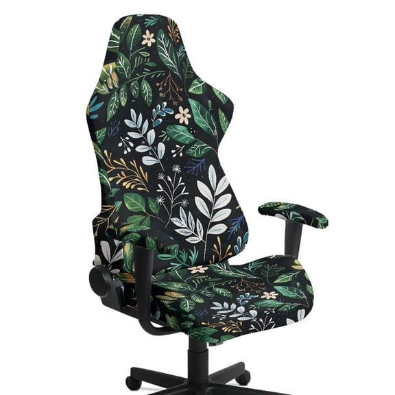Xoenoiee Tropical Leaves Pattern Gaming Chair Slipcovers, Office Chair Cover StretchComputer Desk Chair Covers with Armrest Covers, Rotating Armchair Protector Covers