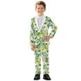 thumbnail image 1 of Xoenoiee Tropical Palm Leaves Print Kids Boys Suit 2 Piece Kids Formal Blazer Jacket Pants Set 2 Piece Formal Wear Outfit for Wedding, Size 6-7 Years, 1 of 7