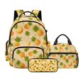 thumbnail image 1 of Xoenoiee Tropical Pineapple Plumeria Flower Print Kids Teen Backpack Set 3Pcs with Lunch Box Pencil Case Elementary School Bookbag Schoolbag Travel Daypack Rucksack Back to School Supplies for Girls, 1 of 6