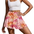 thumbnail image 1 of Xoenoiee Tropical Plumeria Flower Palm Leaves Print Women's High Waisted Pleated Tennis Skirts with Pockets Inner Shorts Lightweight Athletic Golf Skorts for Women, Size 2XL, 1 of 7