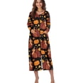 thumbnail image 1 of Xoenoiee Turkey Pumpkin Maple Leaves Print Women Zipper Robe Thanksgiving Long Sleeves Loungewear Dress Full Length Sleepwear Pockets Housecoat Nightgown Long Bathrobe, M, 1 of 6