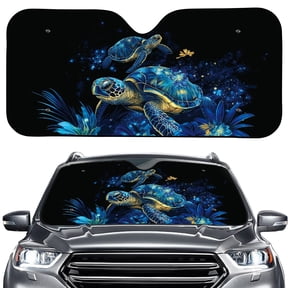 Xoenoiee Turtle Flower Pattern Car Windshield Sun Shade Foldable Car Front Window Sunshade for Most Sedans SUV Truck, Blocks UV Rays and Keeps Your Vehicle Cool
