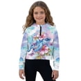 thumbnail image 1 of Xoenoiee Turtle Hibiscus Flower Print Girls Sweatshirt Kids Long Sleeve Hoodie Oversized Fashion Pullover Tops Half Zipper Crop Tops Fall Clothes, 13-14 Years, 1 of 7