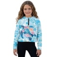thumbnail image 1 of Xoenoiee Turtle Hibiscus Plumeria Palm Leaves Print Long Sleeve Hoodies for Girls Casual Pullover Half Zip Sweatshirt with Hooded Loose Outwear Coat with Pocket, 11-12 Years, 1 of 7