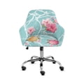 thumbnail image 1 of Xoenoiee Turtle Hibiscus Print Velvet Curved Back Dining Room Chair Covers with Arms Stretch Swivel Bar Stool Chair Slipcover, Removable Vanity Kitchen Office Desk Armchair Protector Covers, 1 of 7