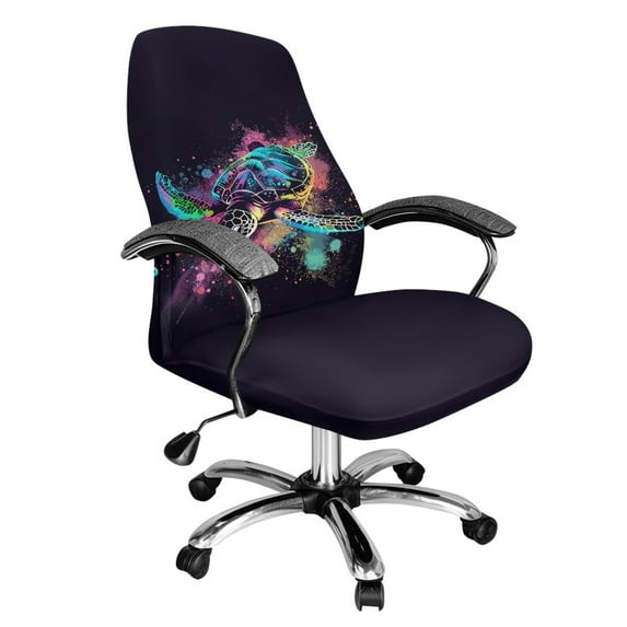 Xoenoiee Turtle Paint Splatter Print Computer Office Chair Cover Stretch Elastic Polyester Slipcover Stretchable Universal Desk Task Chair Seat Cover Protector for Rotating Chair Computer Chair, L