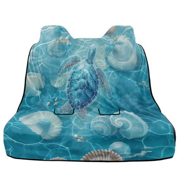 Xoenoiee Turtle Seashell Conch Print Car Seat Cover for Back Seat, Waterproof Rear Bench Towel Seat Covers Non-Slip Rear Seat Protector Car Interior Accessories for Dogs