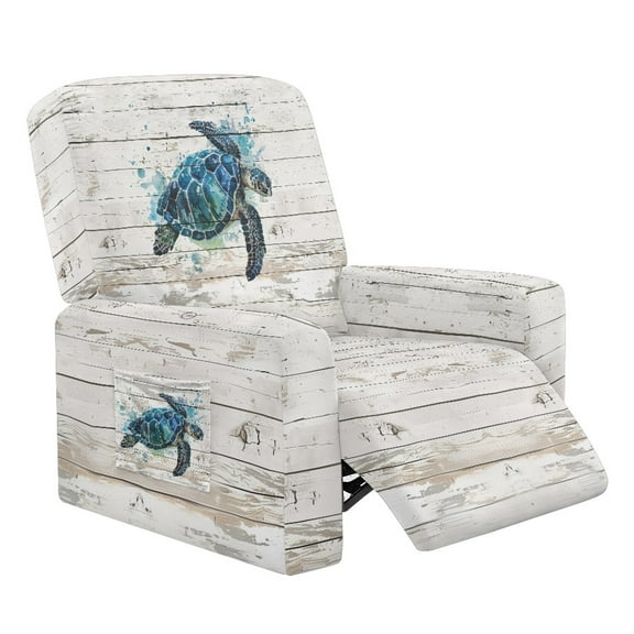 Xoenoiee Turtle Wood Paint Splatter Print Recliner Chair Cover Stretch Sofa Slipcover Sofa Cover 4-Pieces Furniture Protector Couch Cover with Elastic Bottom