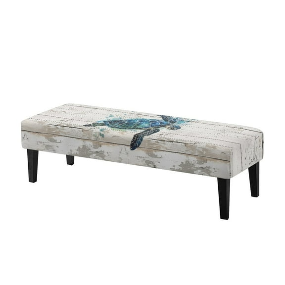Xoenoiee Turtle Wood Paint Splatter Print Stretch Dining Bench Cover, Removable Bench Slipcover Washable Bench Seat Protector Rectangle Bench Cover for Dining Room, Living Room, Bedroom, Kitchen