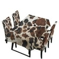 thumbnail image 1 of Xoenoiee Vintage Brown Cow Print 5 Pcs Table Cloth with Chair Covers Set Easy-Clean Elastic Rectangle Tablecloth with Seat Slipcover Set of 4 for Home Restaurant Hotel Decor, 1 of 6