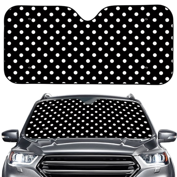 Xoenoiee Vintage Polka Dot Print Front Windshield Sun Shade Folding Sun Shield Shade, Blocks UV Ray to Keep Your Vehicle Cool Sun Visor Protector Fits for Car Truck SUV Car Windshield Sun Shade