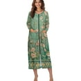 thumbnail image 1 of Xoenoiee Vintage Rose Flower Print Women Zipper Robe Lightweight House Coat Zipper Front Long Nightgown Round Neck Soft Loungewear with Pockets, 4XL, 1 of 7