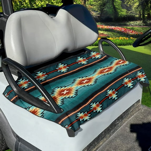 Xoenoiee Vintage Tribal Geometric Pattern Golf Cart Seat Covers for EZGO Yamaha Club Car, All Seasons Golf Cart Seat Towel/Blanket, Soft Microfiber, Machine Washable