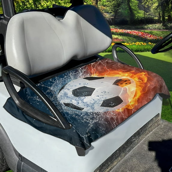 Xoenoiee Water Fire Splatter Soccer Pattern Golf Cart Seat Towel Protector Anti-Hot Portable Decorative Golf Cart Cover Universal for Most 2-Person Seats Club Car Accessories